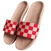 Летние модные клетчатые льняные тапочки