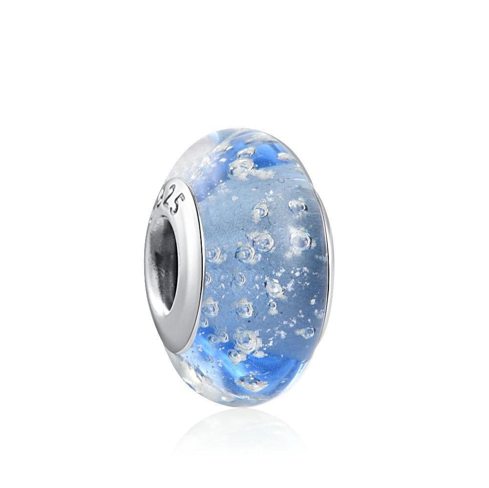 New S925 Sterling Silver Plated Pink Red Green Blue Murano Glass Bead Charm Fit Original Bracelet DIY Jewelry For Girl