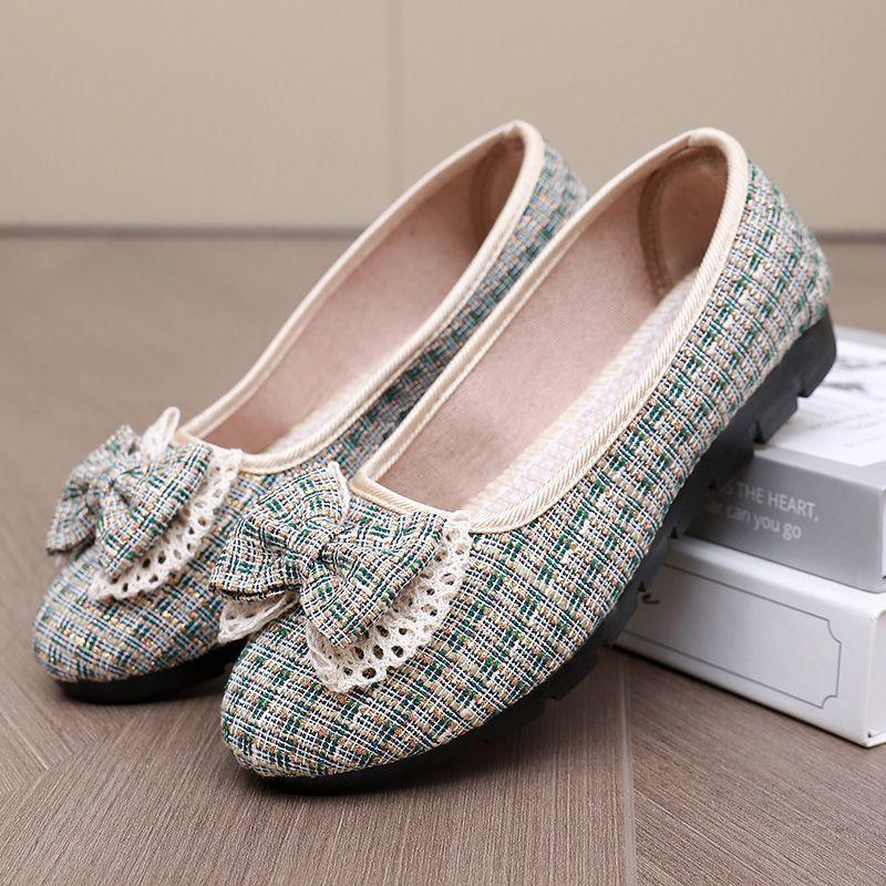 Летние новые туфли из ткани Old Beijing для женщин и мам, дышащие туфли на плоской подошве для женщин среднего возраста