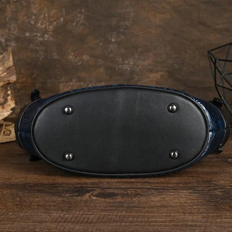 Johnature Ретро-сумка ручной работы из натуральной кожи с тиснением, женская сумка, универсальные сумки из воловьей кожи на плечо и через плечо