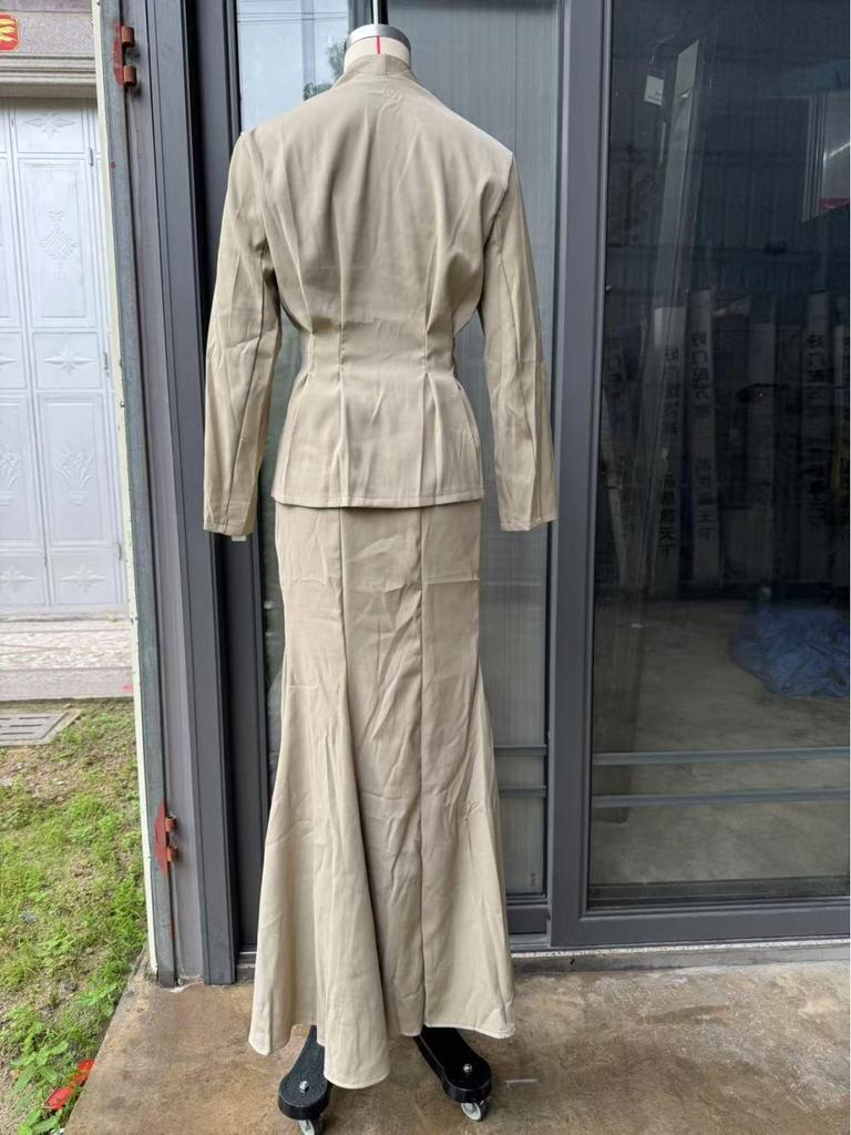 Autumn/Winter 2025 European & American Slim Cardigan and Midi Skirt Set