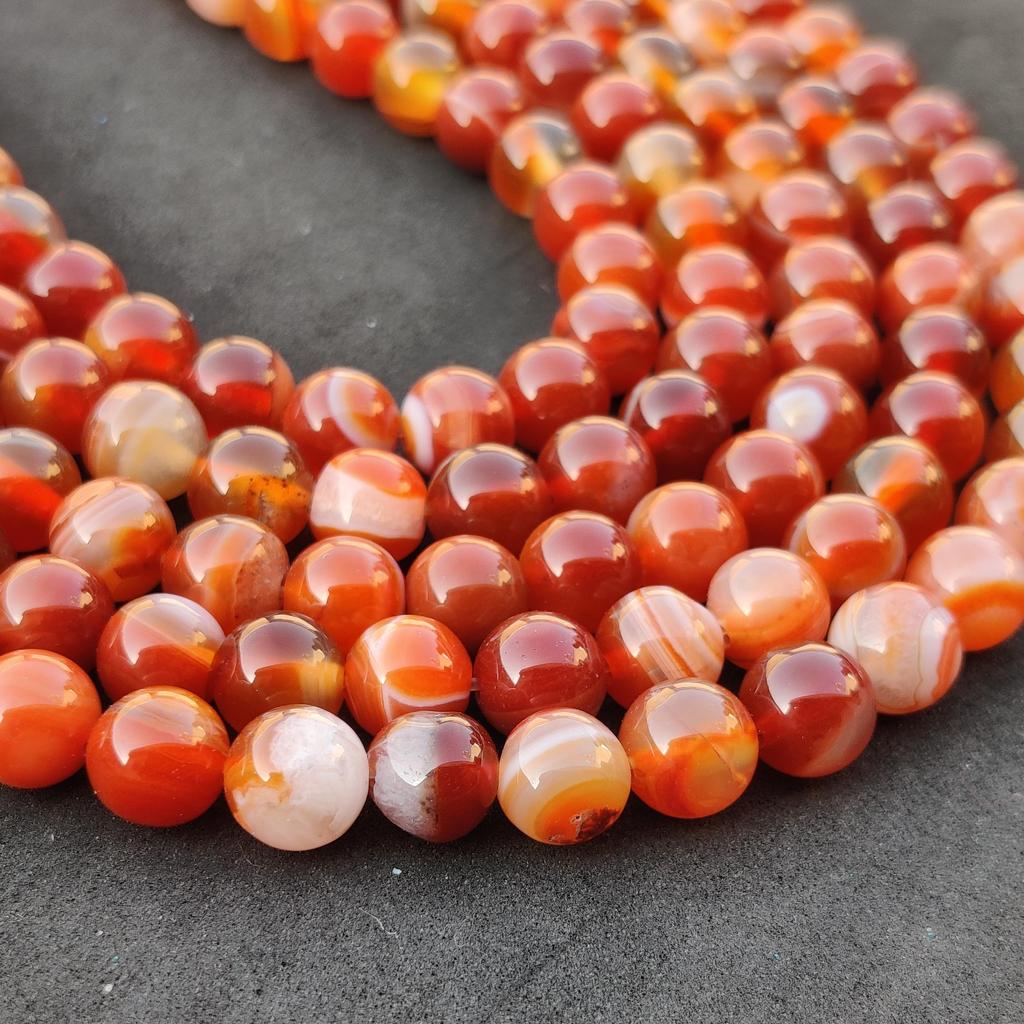 Агат с красной полосой, бусины в полоску, круглые свободные бусины из цветных драгоценных камней, размер 6 мм, 8 мм, 10 мм. Прядь 14–15 дюймов.