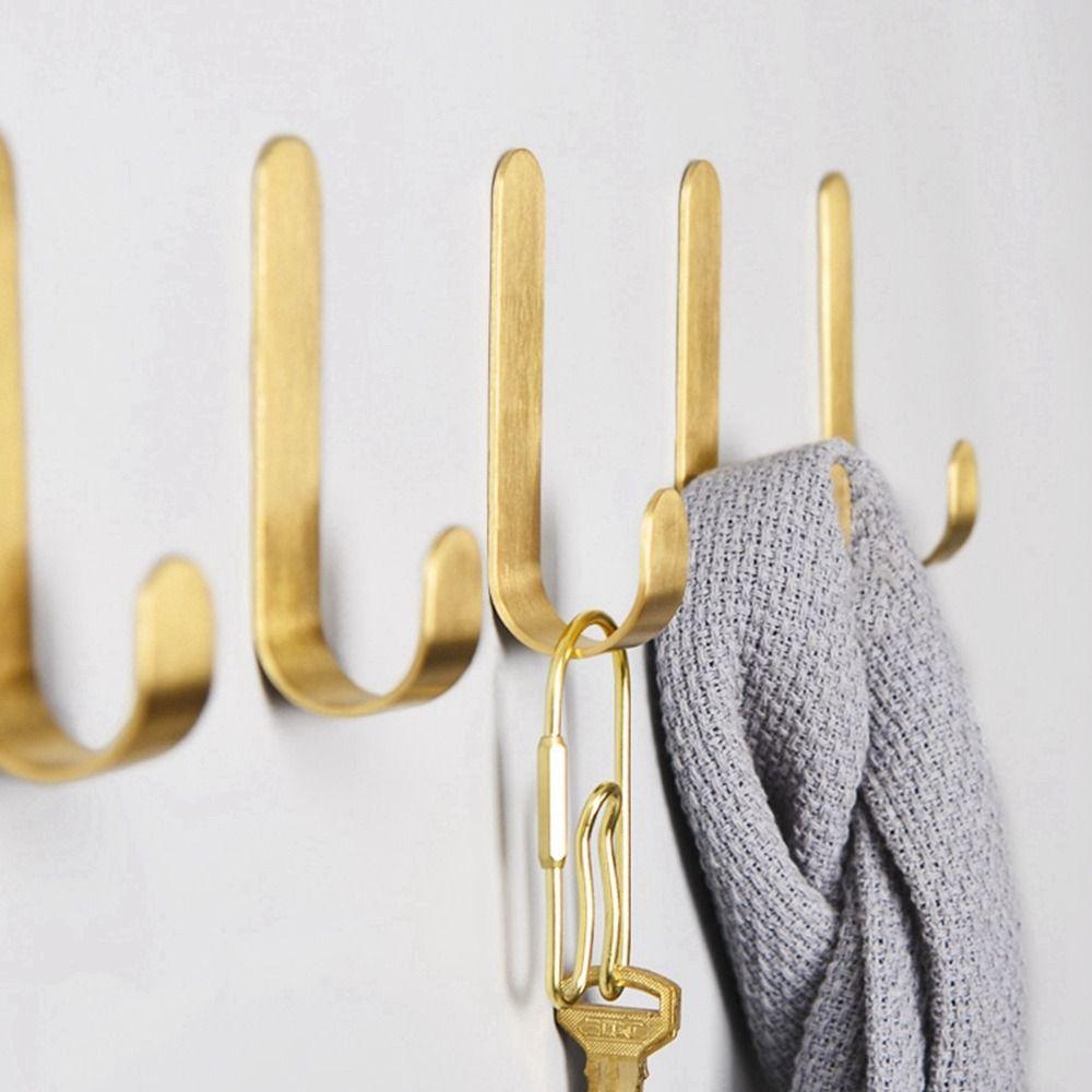 Золотой настенный крючок J-образной формы вешалка для полотенец липкий держатель для ключей для кухни ванной