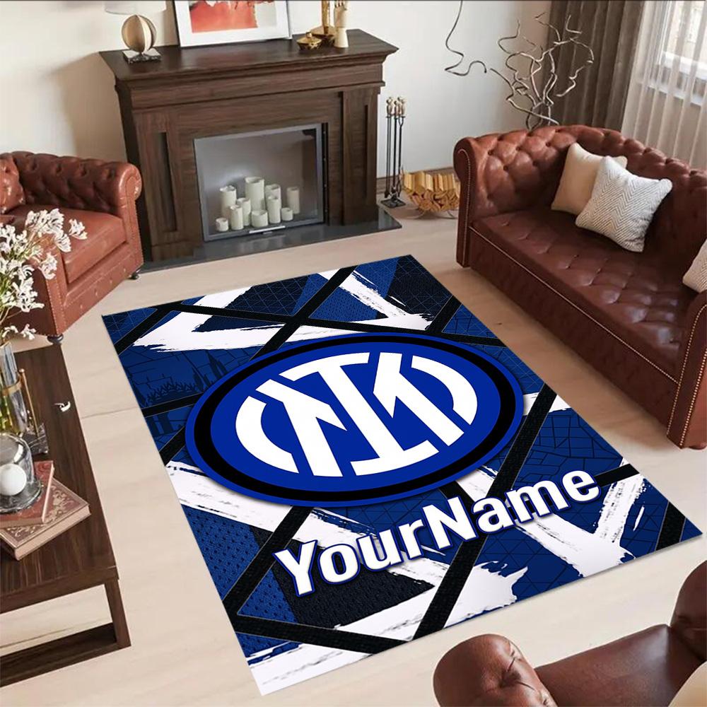 Inter Milan Customizable Name Area Rug Design for Playrooms Foyer Decorate room Living Rooms Anti-slip Rug Decorate Offices Gift for Festivals