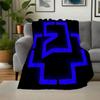 Blue Glowing Squares Light Up Wall Art DecorBlanket Flannel Throw Blanket for Sofa, Bed, Travel, Camping, Office, Couch, Chair, And Bed Gift