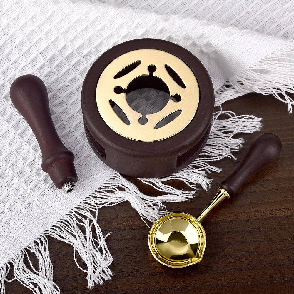 2/3Pcs Set Retro Sealing Wax Furnace Stove Pot Wood Handle Sealing Wax Spoon Wax Sealing Decorative For Candle Stamp Wax Stamp