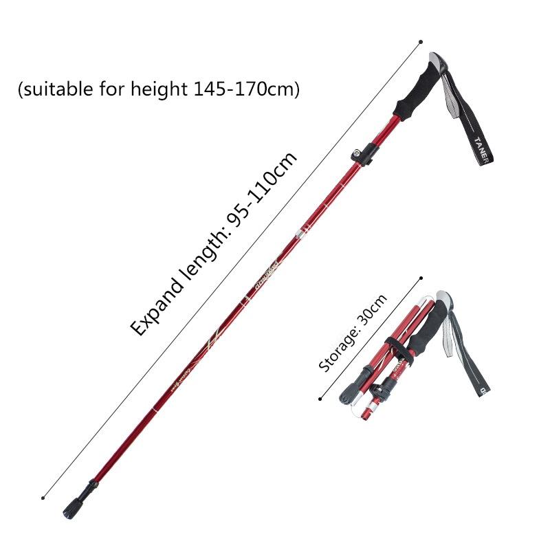 1PC 5-Section Outdoor Fold Trekking Pole Camping Portable Walking Hiking Stick For Nordic Elderly Telescopic Easy Put Into Bag