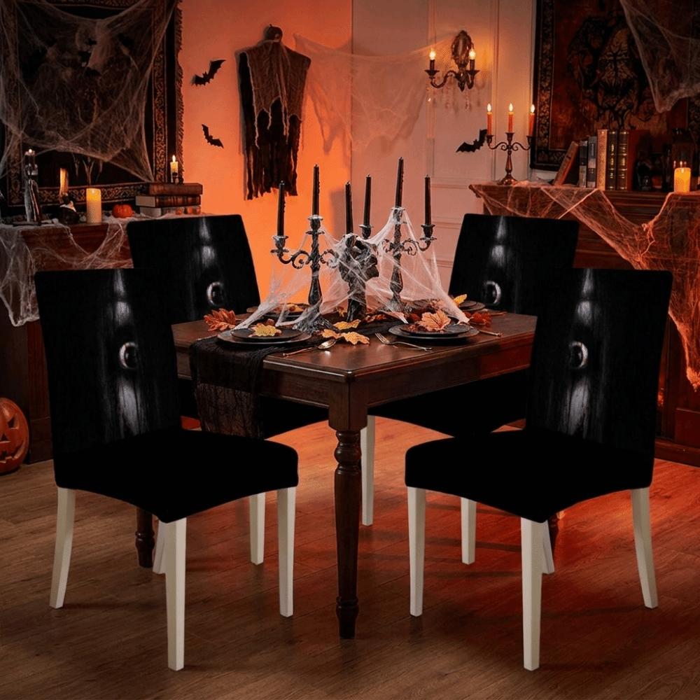 Vintage Scary Dining Chair Slipcovers Full Cover Spooky Ghost Chair Protector Halloween Party