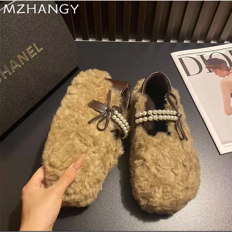 Модные женские туфли из хлопка с меховым леопардовым принтом, туфли на плоской подошве и бисером на платформе, женские 2025, трендовые зимние повседневные теплые платья с бантом, удобные зимние сапоги Mujer