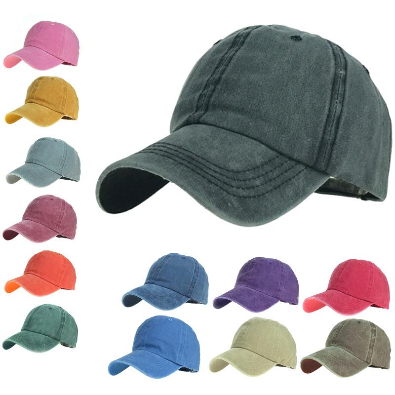 Washed and Made Old Light Board Baseball Cap Solid Color Cap Female Couple Men's and Women's Pure Cotton Light Board Sun Hat