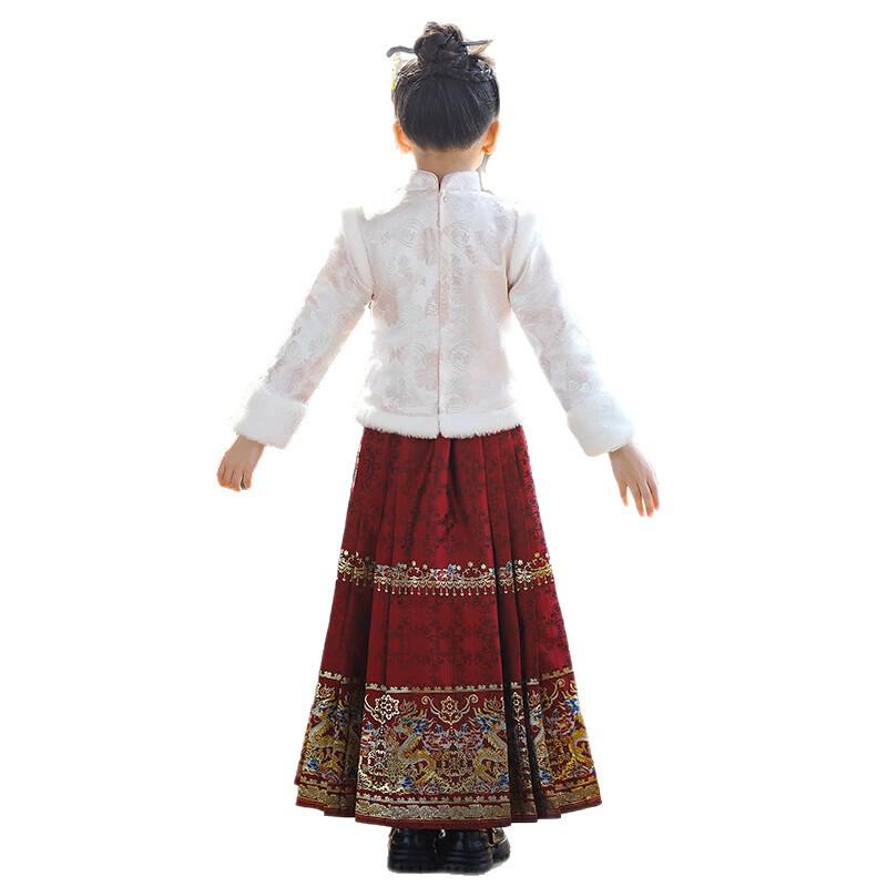 Девочковый бархатный комплект Hanfu с юбкой Ma Mian - Зима 2025, новый китайский стиль для осени/зимы и празднования Нового года
