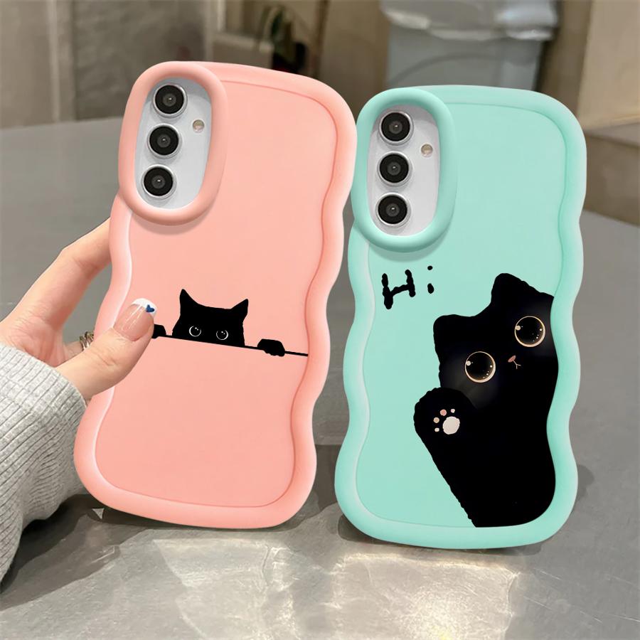 Милый Чехол с Принтом Прячущегося Кота для Samsung Galaxy A21s A12 A52 A11 A14 A13 A16 A15 Мягкая Крышка для Телефона A03 A04 A06 A22 A33 A05 A23 A53