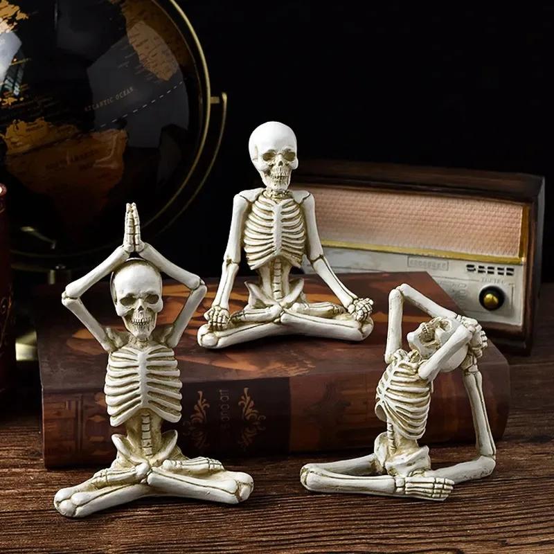 Фигурки черепов Черепа Готическая комната Декор Ужасный призрак Смола Скелет Скульптуры для Внутреннего Домашнего Декора