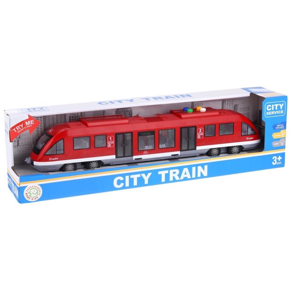 Interactive Tram Train with Motor for Children Opening Doors Red