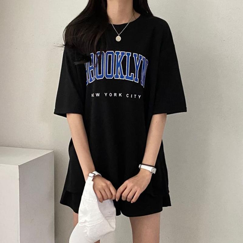 Женские комплекты из футболки и шорт Summer rNew Комплекты из двух предметов BPrint Классические женские спортивные костюмы оверсайз