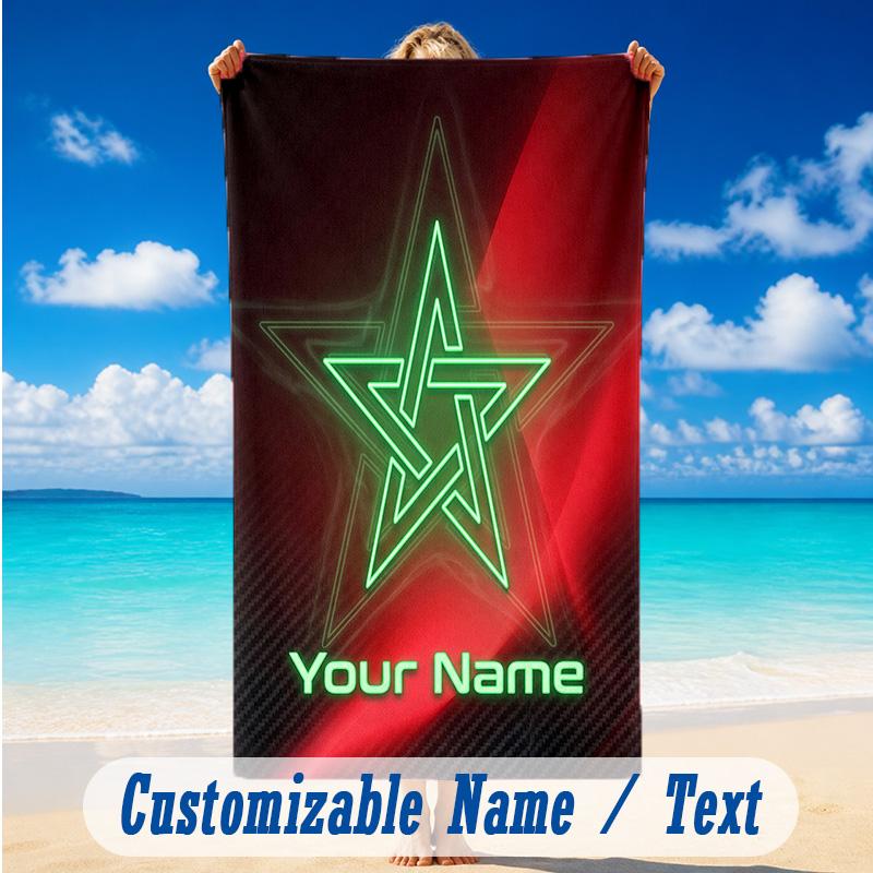 Beach Towel Custom Name Text, Quick Dry Large Towel For Beach HomeMorocco Football