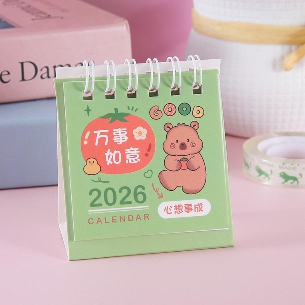 Coil Binding 2026 Desk Calendar Mini Standing Calendar Cute Daily Planner  Desktop Decoration