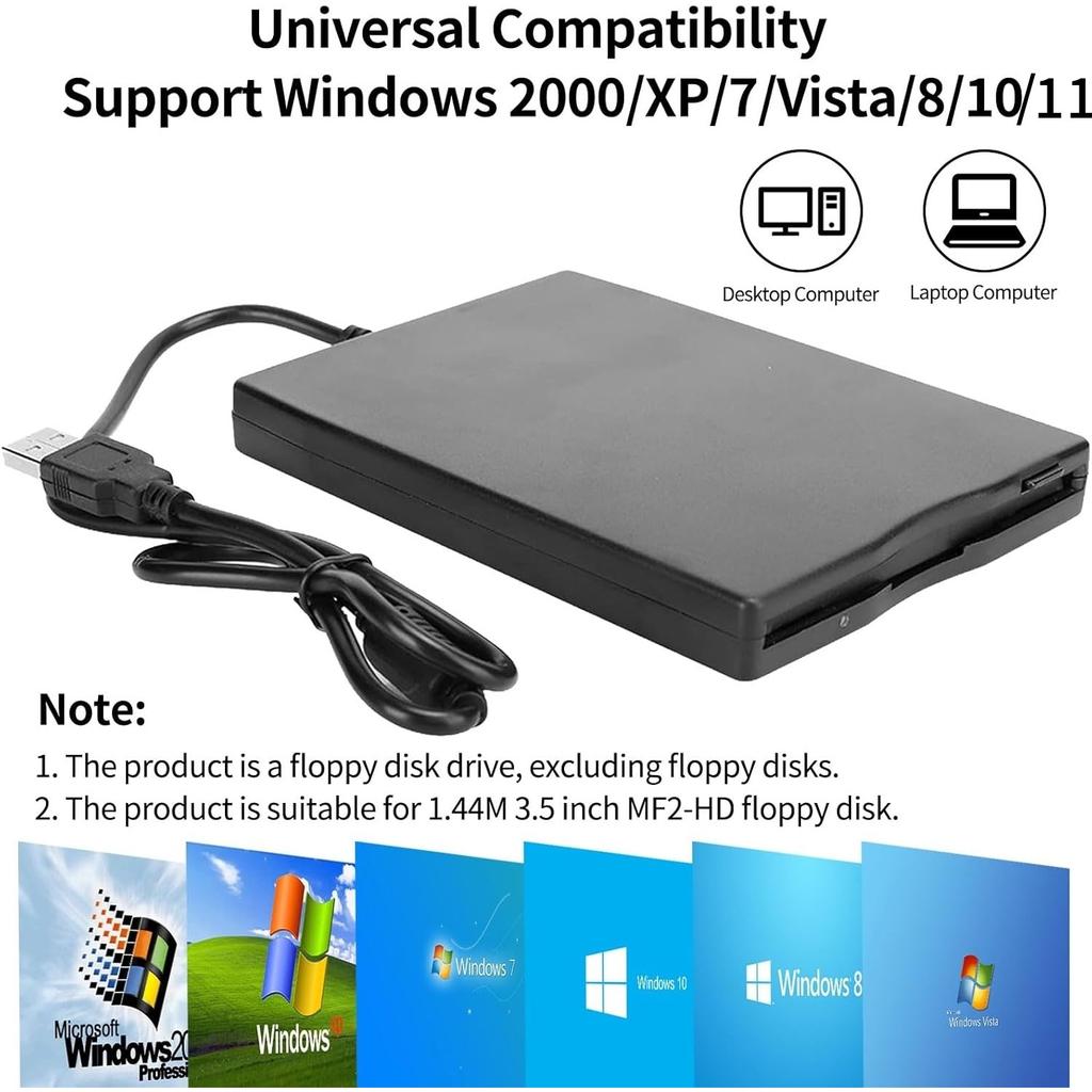 Дисковод для дискет 3,5" 1,44 МБ FDD Внешний USB Дисковод для дискет для Windows 11/10/8/7/XP/Vista Mac PC Ноутбук Настольный компьютер