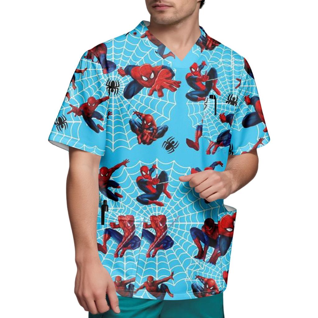 Мужской топ с коротким рукавом и V-образным вырезом с принтом нагрудного кармана