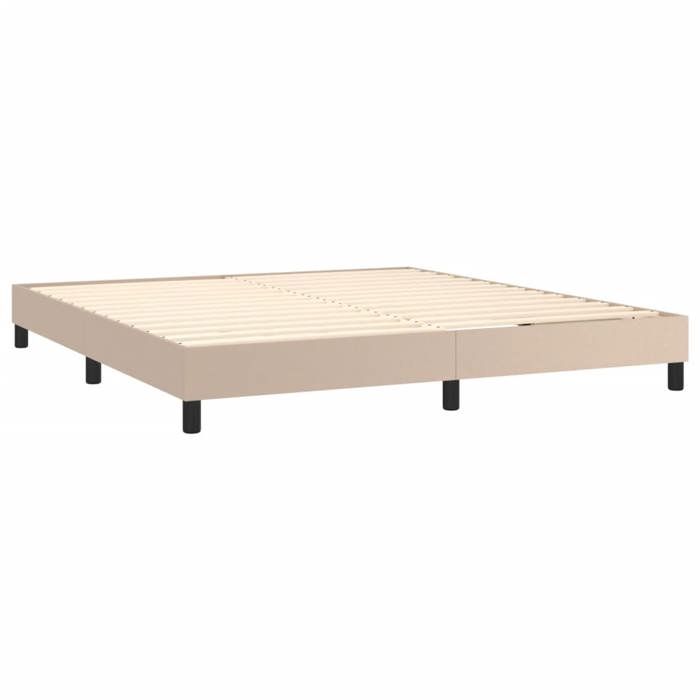 Sommier à lattes - Maison Exclusive - 180x200 cm - Similicuir Cappuccino - Matelas à ressorts ensachés
