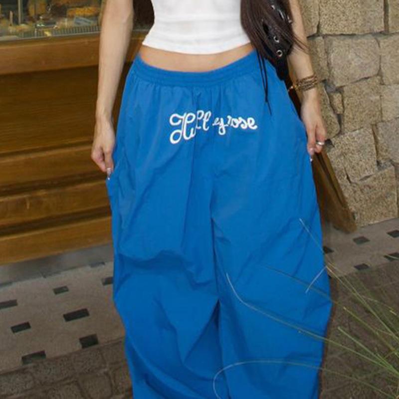 Модные женские эластичные брюки с высокой талией и буквенным принтом, свободные повседневные уличные модные простые универсальные тканые брюки, комплект жилетов