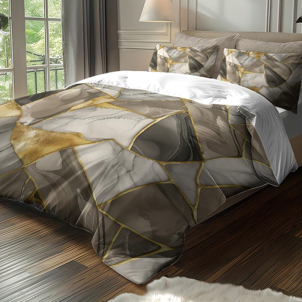 3 предмета Комплект постельного белья с принтом под мрамор без наполнителя Спальня Гостиная Общежитие Разные размеры Машинная стирка
