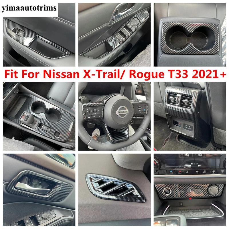 Для Nissan X-Trail X Trail / Rogue T33 - 2026 Аксессуары из углеродного волокна: Накладки на вентиляционное отверстие кондиционера, рулевое колесо, рычаг переключения передач, подстаканник