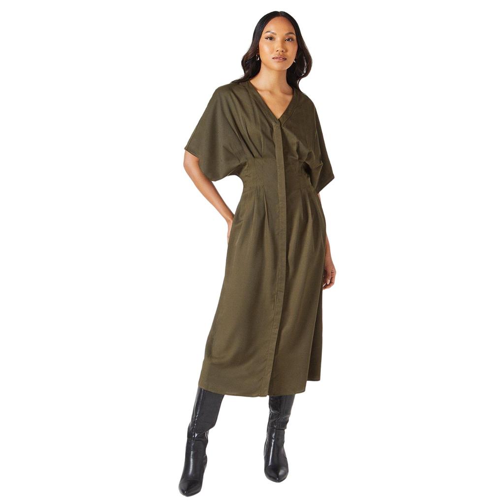 Принципы: Женское/женское платье миди из крепа со складками на талии