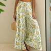 Fashion Summer Wide Leg Pants Women Casual Loose Printed Pants Woman Elastic Waist Drawstring Beach Ladies Trousers 25113