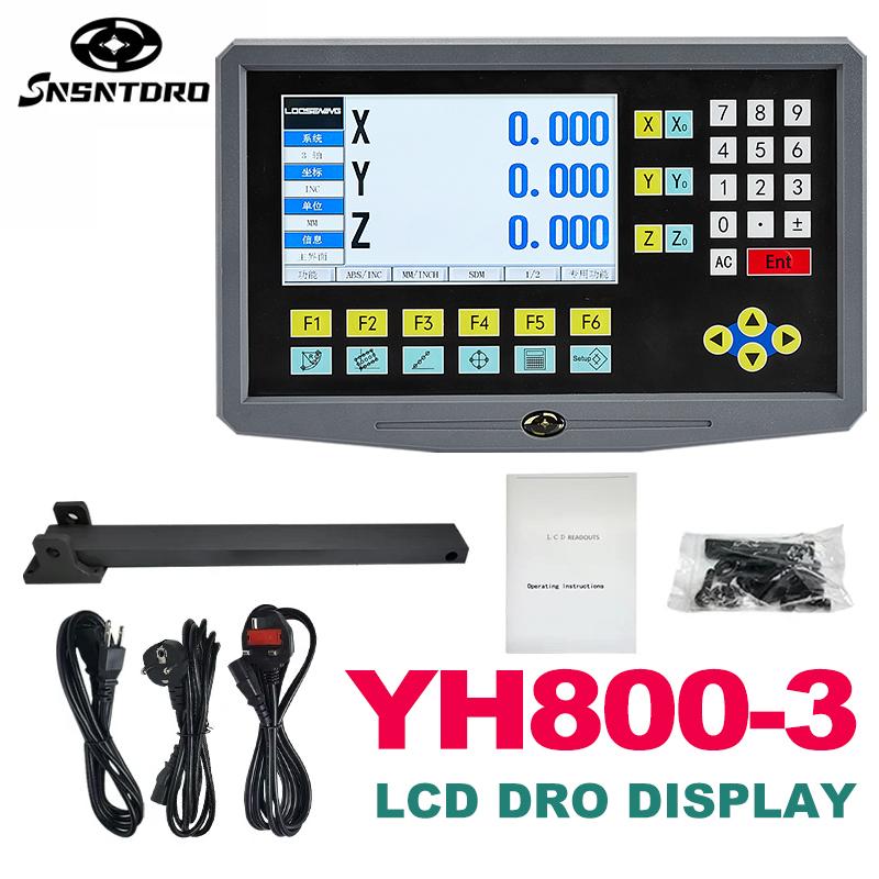 YH800-3 Дисплей LCD DRO 3-осевой цифровой отсчет 19 языков TTL AC110V/220V Для фрезерного расточного станка EDM Линейный энкодер