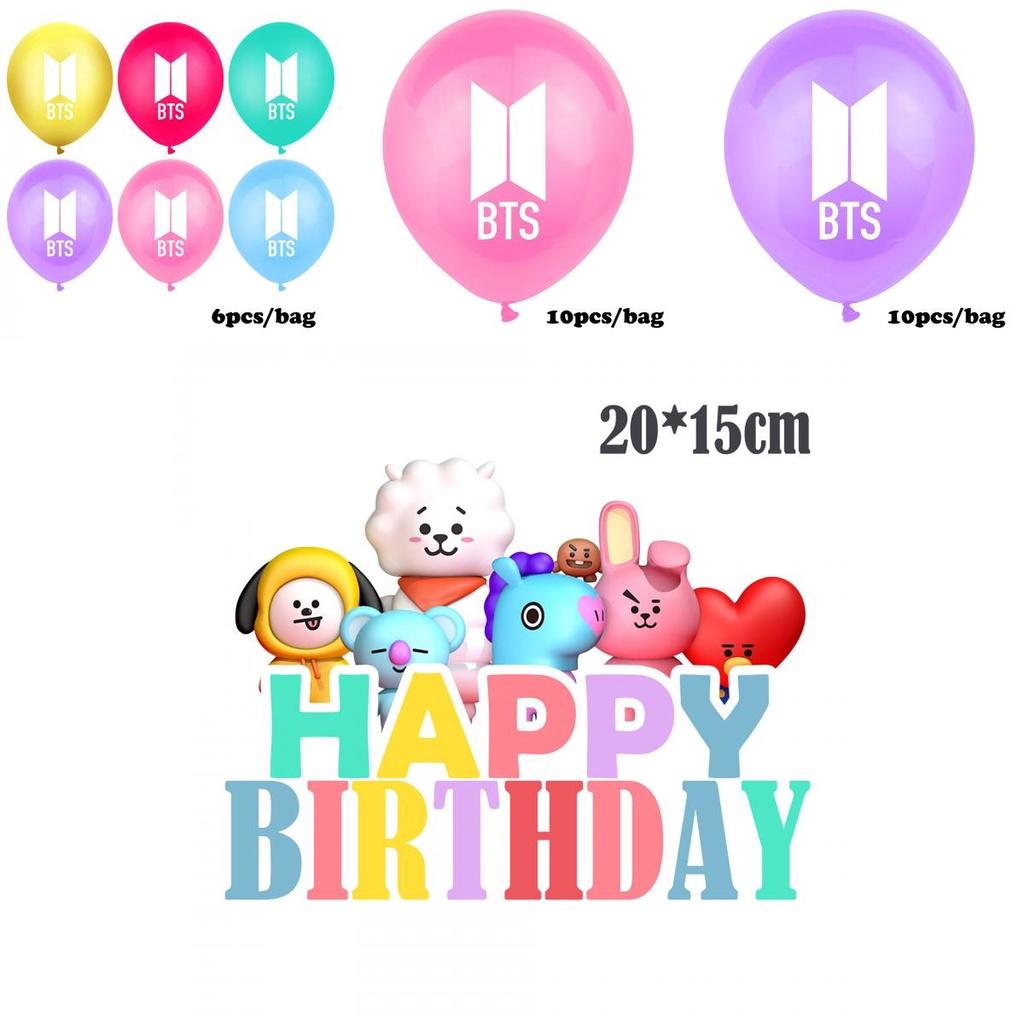 Набор принадлежностей для дня рождения в стиле BTS с яркими украшениями Bangtan Boys