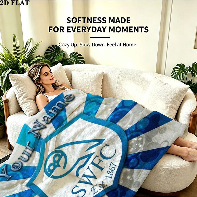 1PC Sheffield Wednesday Football Club Custom Name Patterned Flannel Blanket Suitable For All Seasons for Home Decor Warmth and Comfort Gifts Holiday P