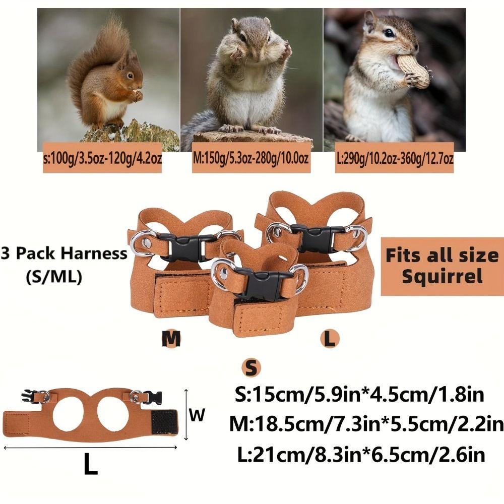 Leather Rat Harness and Leash Set 3 Sizes Vests Reptile Harness Kit  For  Squirrels, Hamsters