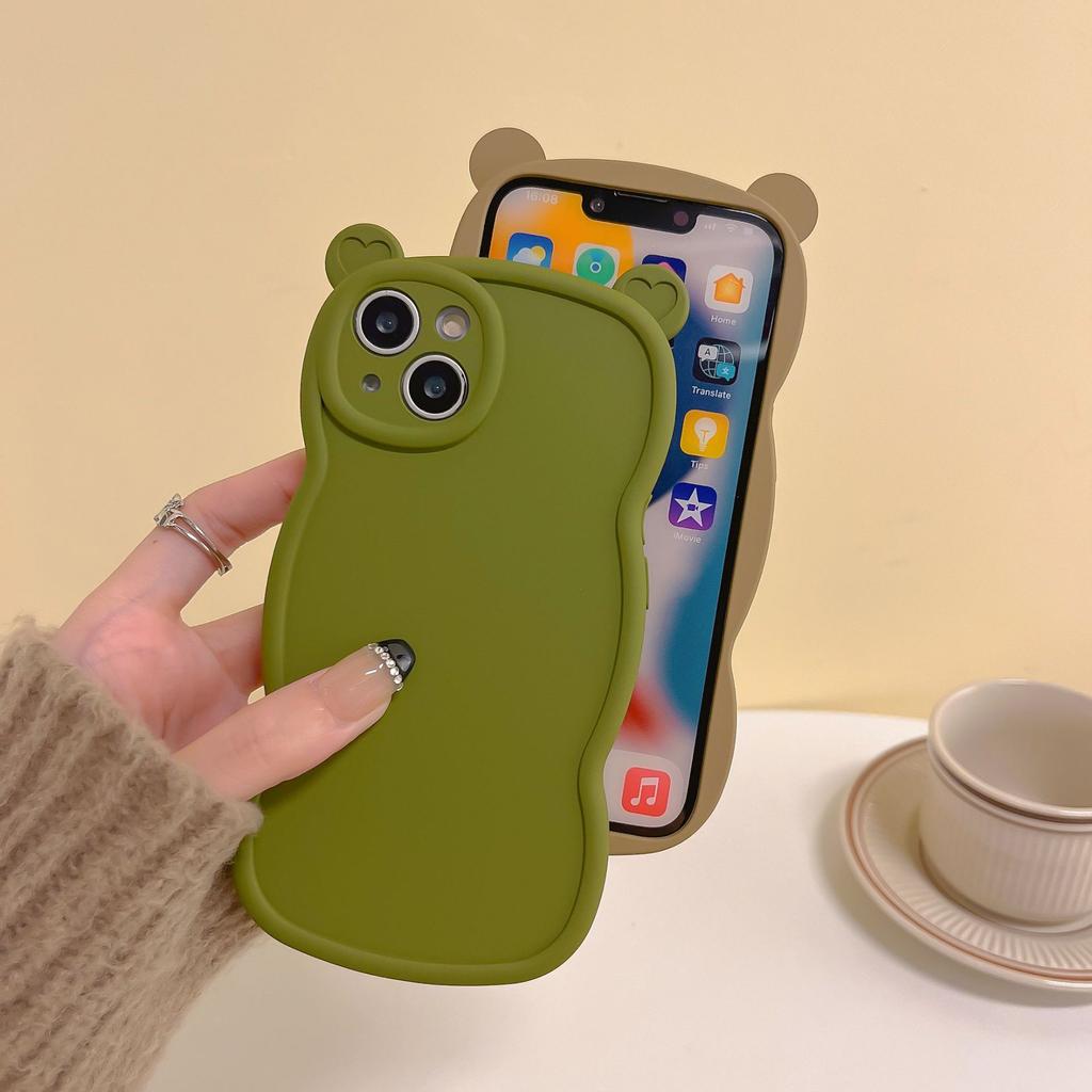 Ins Осенне-зимний Новый Мультяшный Чехол с Ушками Медведя для iPhone 16 Pro Max Apple 17 Чехол для Телефона 14/15