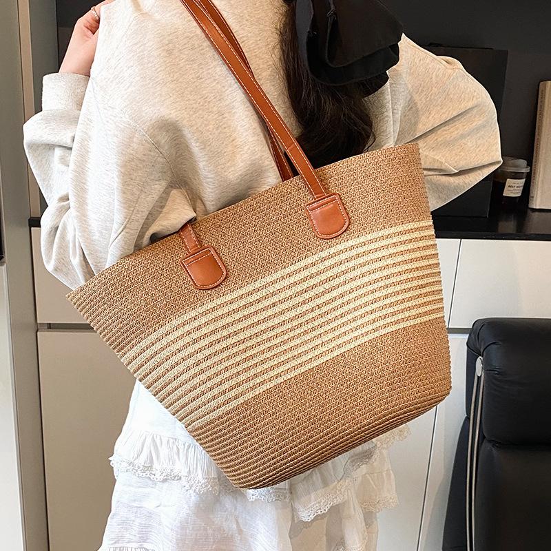 Новая плетеная соломенная сумка для женщин, летние сумки, сумки-тоут с видом на море, плетеные сумки через плечо большой емкости, высококачественные сумки-ведра