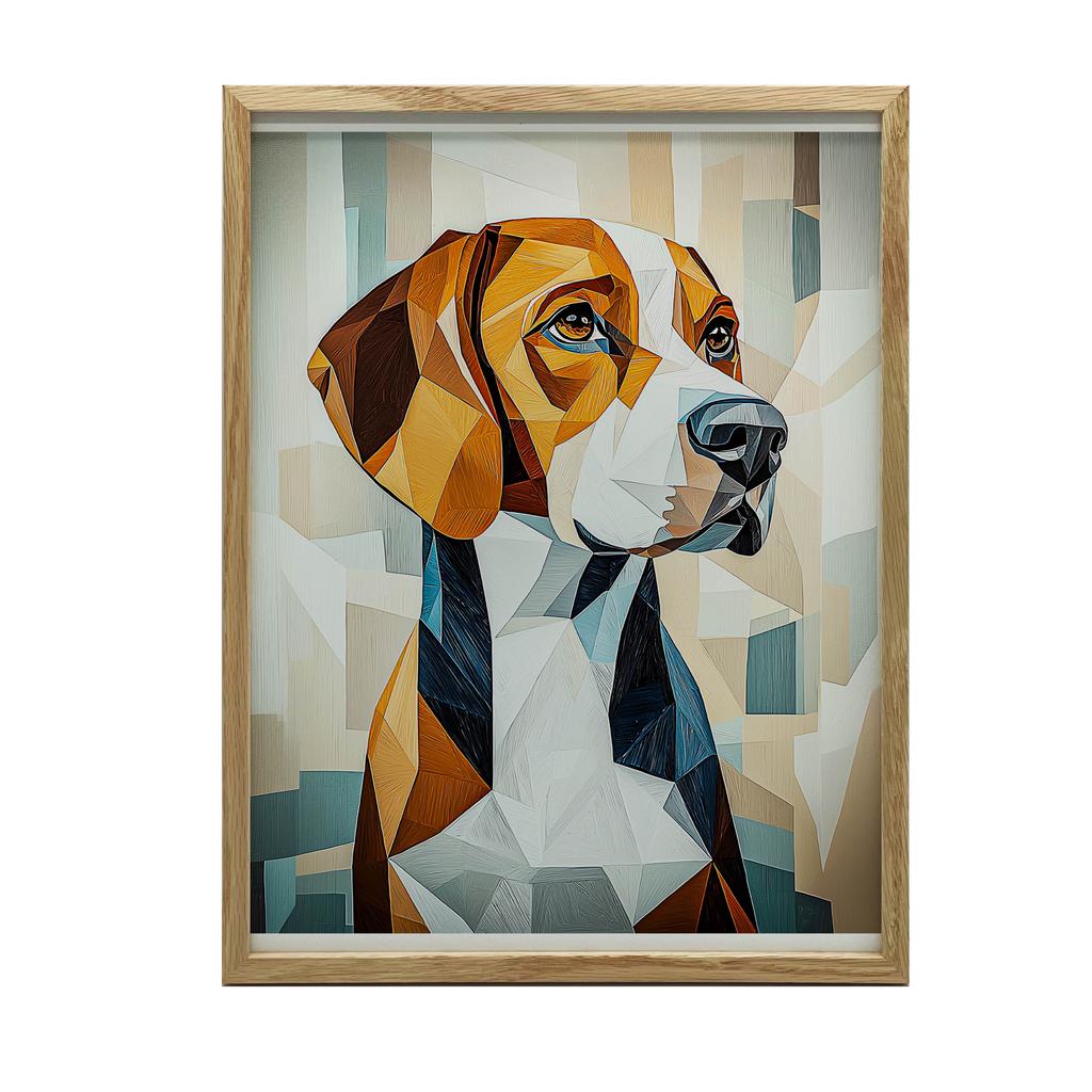 Plakat Beagle W Geometrii Plakat Beagle W Geometrii, 70X100 Cm, Rama Drewniana Jasny Dąb, Papier Matowy 230 Gsm