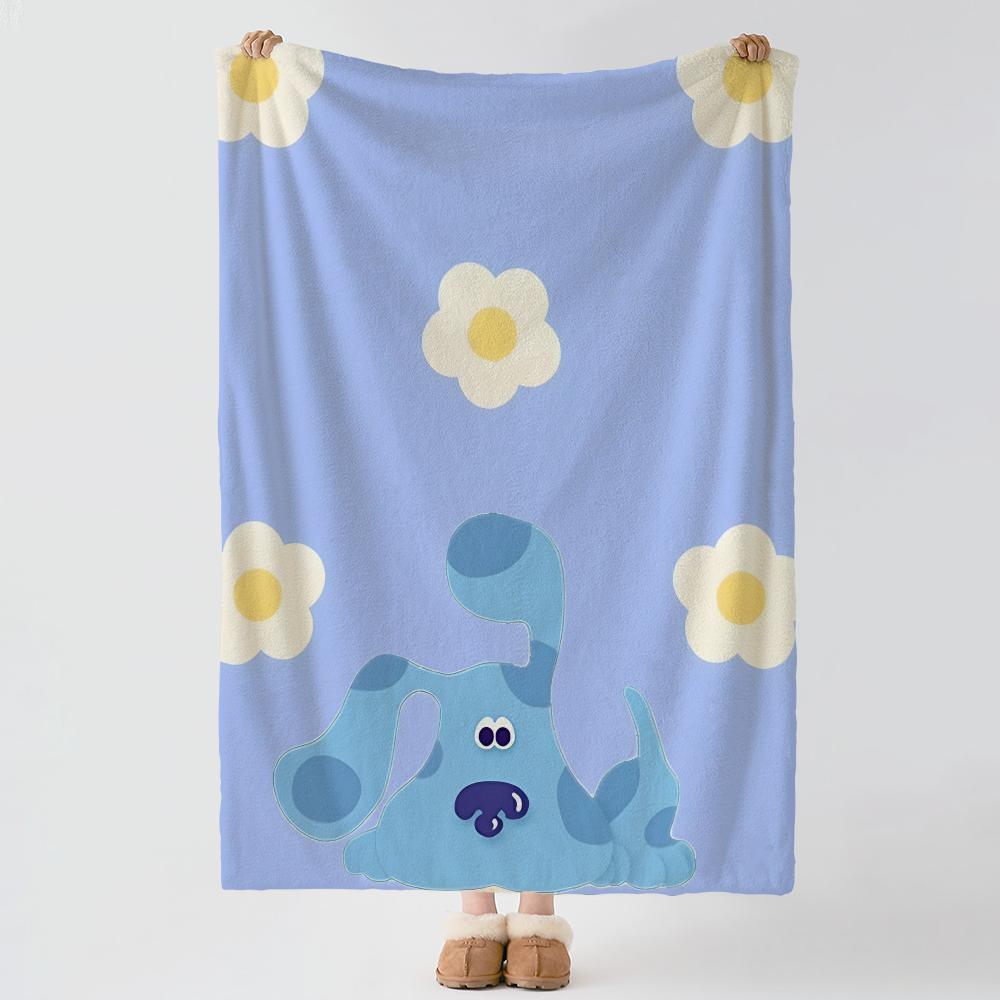 Cartoon B-Blue s C-Clues Throw Soft Warm Flannel Blanket, Multi-use Throw for Bed Sofa Office, Air Conditioning Nap Blanket