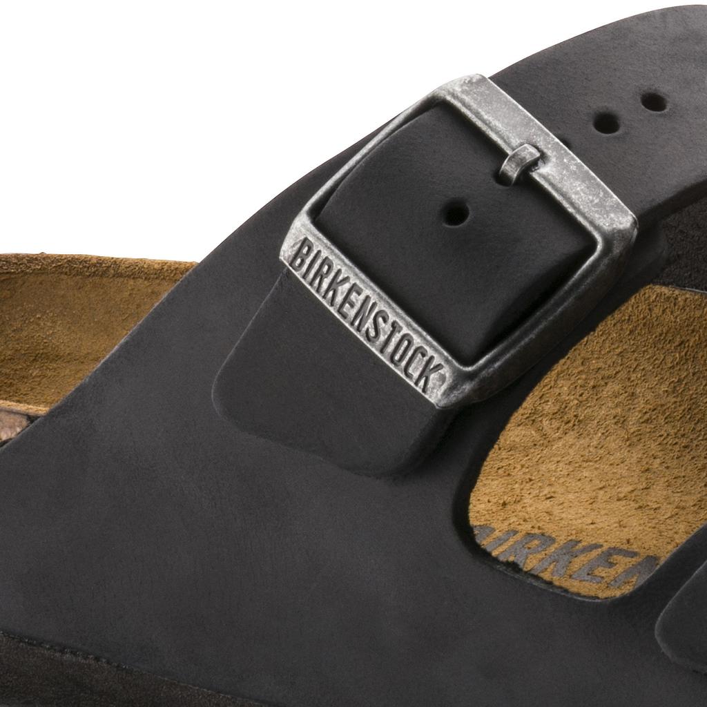Klapki męskie/damskie Birkenstock Arizona Oiled Leather Regular Black na szeroką stopę olejowana skóra (0552111)