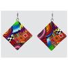 [R6414] - Multicolored 'Columbine & Harlequin' Handcrafted Earrings - 30x30 Mm