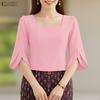 Женская элегантная блузка с квадратным вырезом, рукавом 3/4, летняя, повседневная
