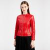 Women Spring Autumn Stand Collar Long Sleeve Zipper Thin Leather Pu Jacket S-4XL