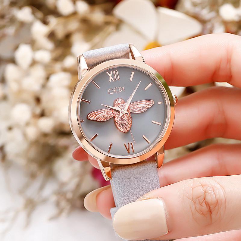 Женские часы Gedi Rose Gold с кварцевым механизмом и водозащитой для повседневной носки