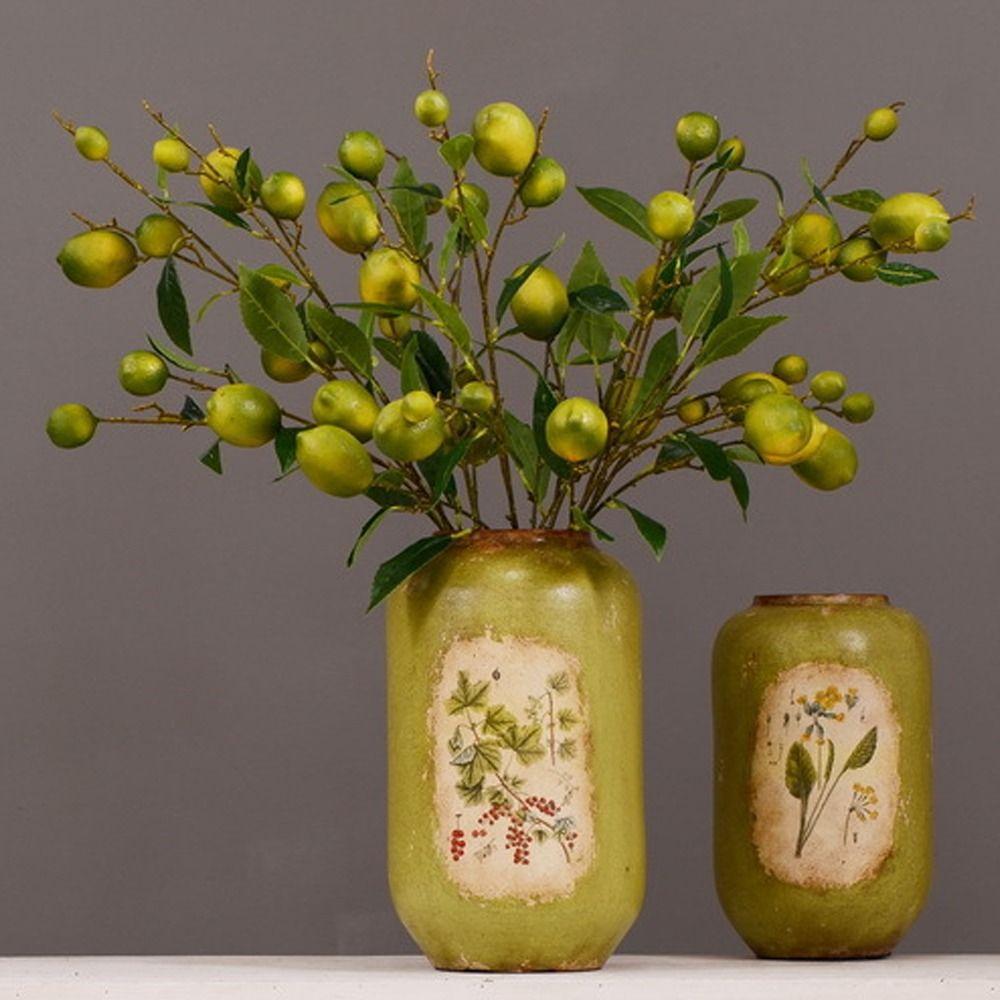 Luxury Artificial Lemon Branch Plastic Fake Plants Artificial Lemon Fruit Home Garden