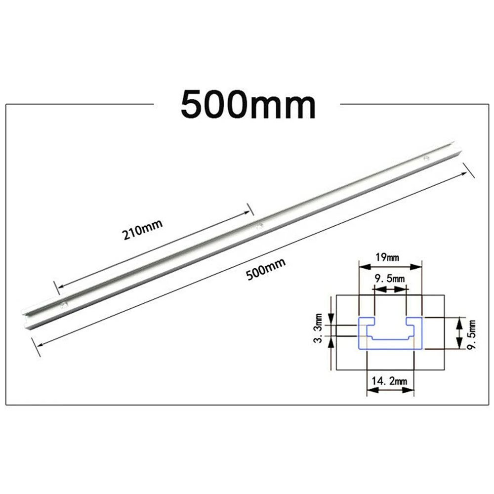 1Pcs Slide Guide Rail T-Track T Slider Fixture Slot Slide Aluminium Alloy T-Slot Track 300-600mm 19 Type 19x9.5mm