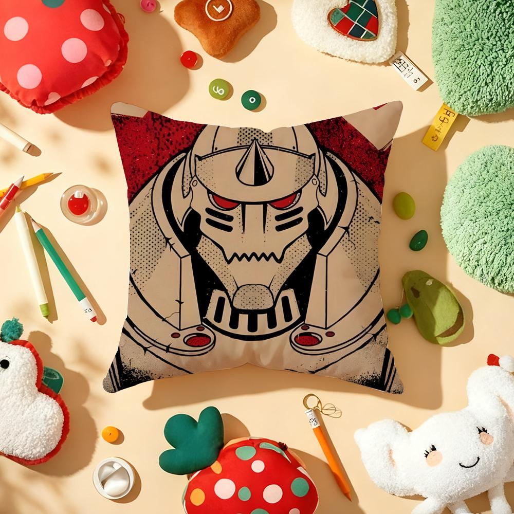 Cushion Cover Plush Fabric Soft DoubleSided Printed Sofa Warm Winter Home Gift Pillow Cover FFullmetal AAlchemist Anime