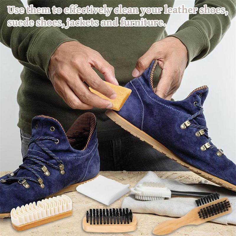 6pcs Brass Nylon Bristle Suede Brush for Shoes Stain Removal Cleaning Tools