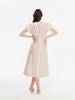 Kisserihe Puff Sleeve Striped Dress_Red