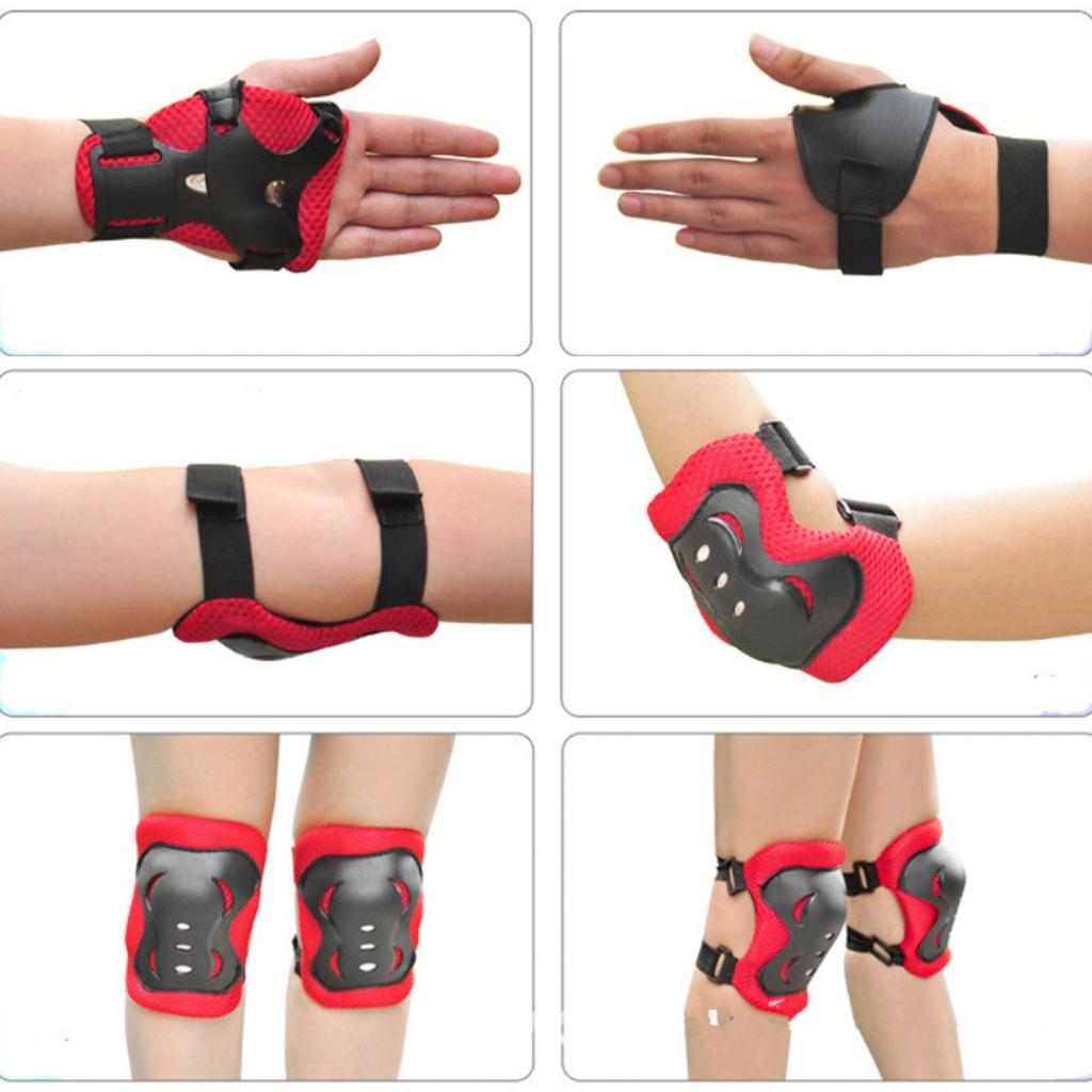 Asdays Protective Protective Pads for and Set Kids' Gear, Cycling, Wrists, Elbows, Knees, 6-Piece (Black)