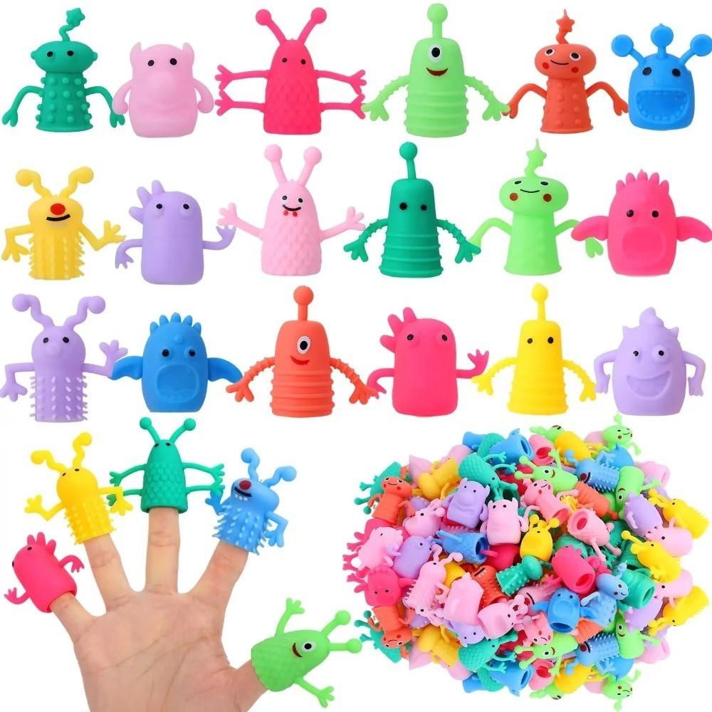 10pcs Stretchy Finger Topper Toy Soft Rubber Fidget Toy Funny Finger Puppet Kids