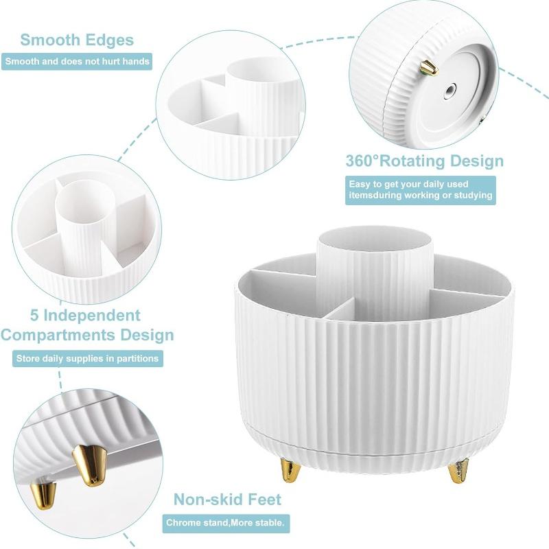 Подставка для карандашей для стола, 5 отделений, вращающаяся на 360°, органайзеры и аксессуары для хранения на рабочем столе, канцелярские принадлежности, стакан для карандашей